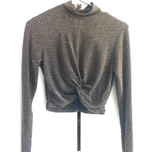 Forever 21 black with gold metallic crop top